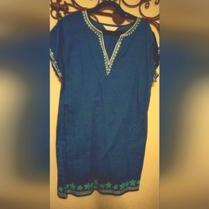 Just Be Women's XL Starfish Blue Pool Pullover Sundress Flax
